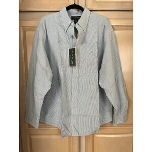 Natural Life Cotton Blue and White Stripe Button Down Shirt NWT